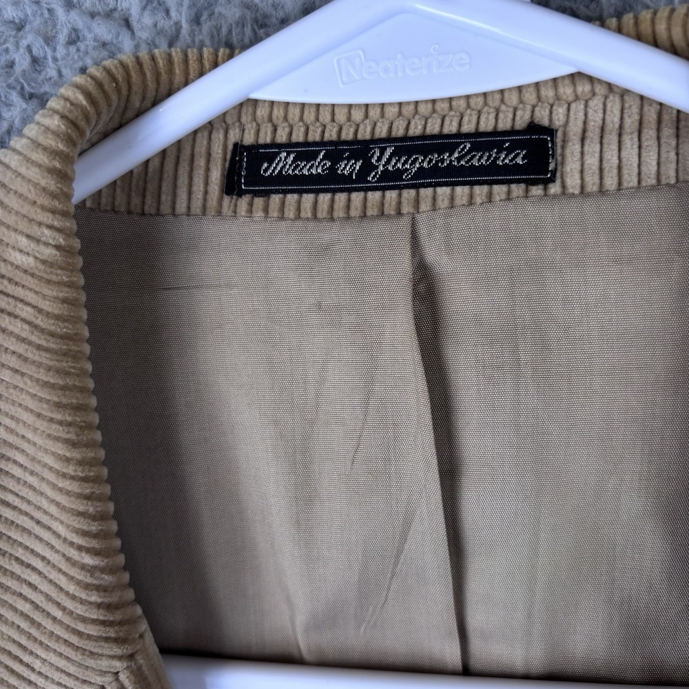 Vintage Christian Dior Corduroy Sport Coat Mens 42L Tan Jacket Leather Button - Picture 7 of 16